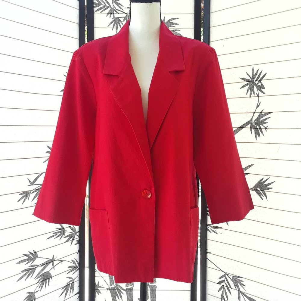 Vintage 1970s Lipstick Red Single Button Blazer Jacket